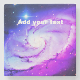 Posavasos De Piedra Nebulosa galaxia azul rosa púrpura añade tu nombre