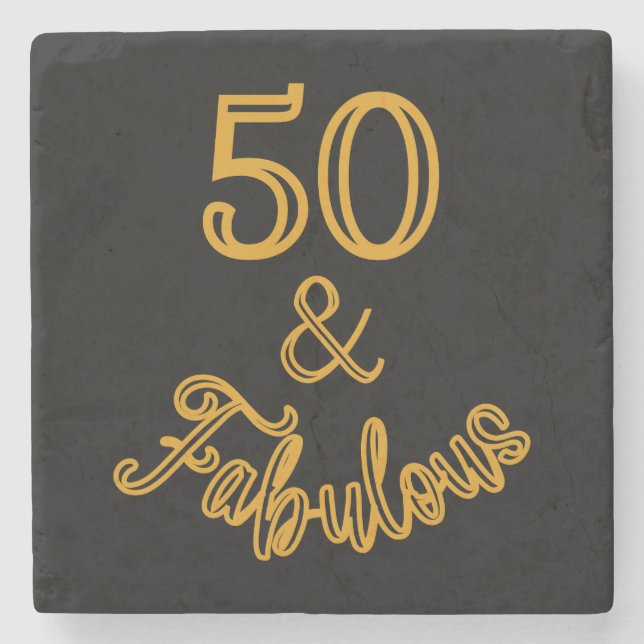 Posavasos De Piedra Negro y oro 50 y fabuloso (Anverso)