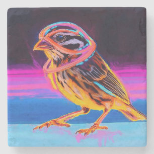 Posavasos De Piedra Neon Sparrow con acentos brillantes