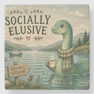 Posavasos De Piedra Nessie esquiva socialmente criptozoológico Loch Ne