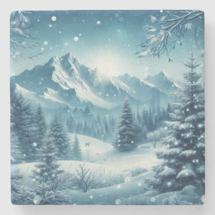Posavasos De Piedra Nevada Winter Mountain