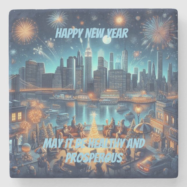 Posavasos De Piedra New Year's Eve in New York City (Anverso)