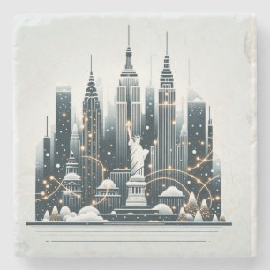 Posavasos De Piedra New York Holiday Elegance - Navidades Personalizab