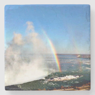 Posavasos De Piedra Niagara Falls, arco iris doble, de la foto