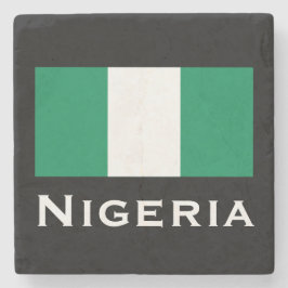 Posavasos De Piedra Nigeria con bandera nigeriana (África Occidental)