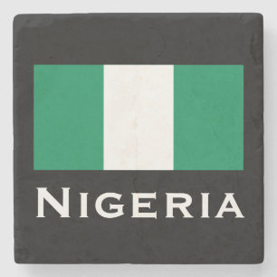 Posavasos De Piedra Nigeria con bandera nigeriana (África Occidental)