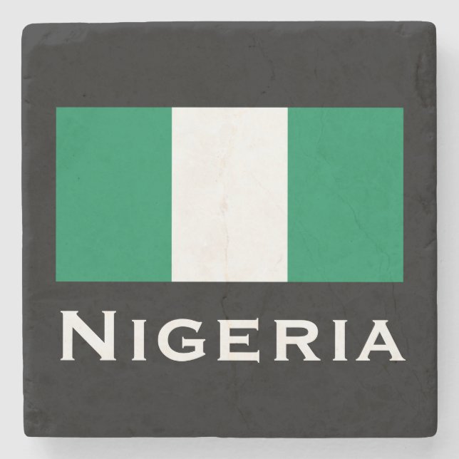 Posavasos De Piedra Nigeria con bandera nigeriana (África Occidental) (Anverso)
