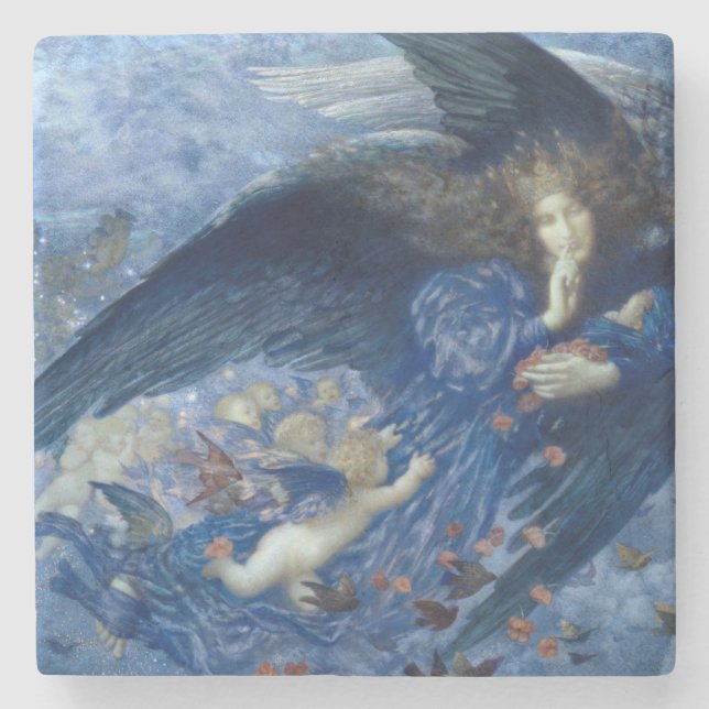 Posavasos De Piedra Night with her Train of Stars (Angel with Cherubs) (Anverso)