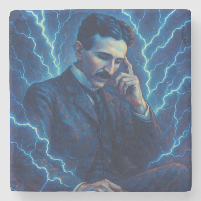 Posavasos De Piedra Nikola Tesla - Astras relámpago (Anverso)