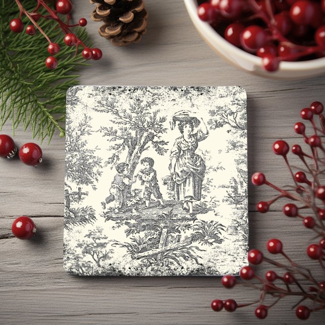 Posavasos De Piedra Niñas negras y blancas de tela de jouy impresas (Subido por el creador)