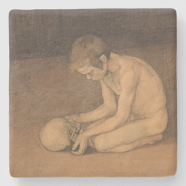 Posavasos De Piedra Niño con calavera (por Magnus Enckell)