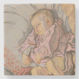 Posavasos De Piedra Niño joven durmiendo en una almohada