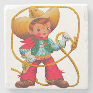 Posavasos De Piedra Niño retro niño vago occidental