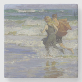Posavasos De Piedra Niños en la playa (por Edward Henry Potthast)