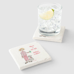 Posavasos De Piedra No hay vida antes del boceto de color del café