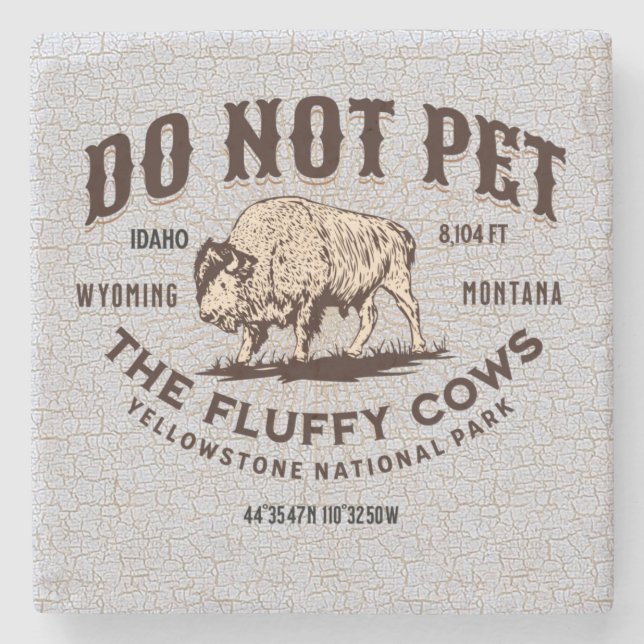 Posavasos De Piedra No Mascota al nacional Fluffy Cows Yellowstone (Anverso)