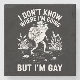 Posavasos De Piedra No sé a dónde voy pero soy rana gay