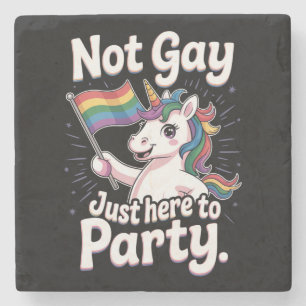 Posavasos De Piedra No soy gay, solo estoy aquí para divertirme Aliado