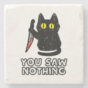 Posavasos De Piedra No viste nada de negro Gato Gracioso Halloween