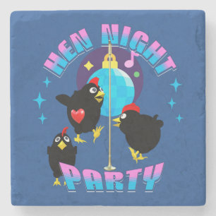 Posavasos De Piedra Noche de gallinas divertidas, fiesta de pollo, hum