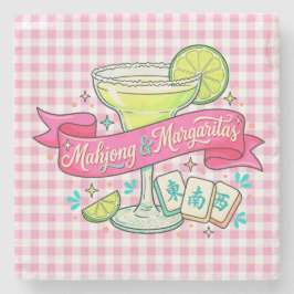 Posavasos De Piedra Noche de Juego de Mahjong y Margaritas Cóctel