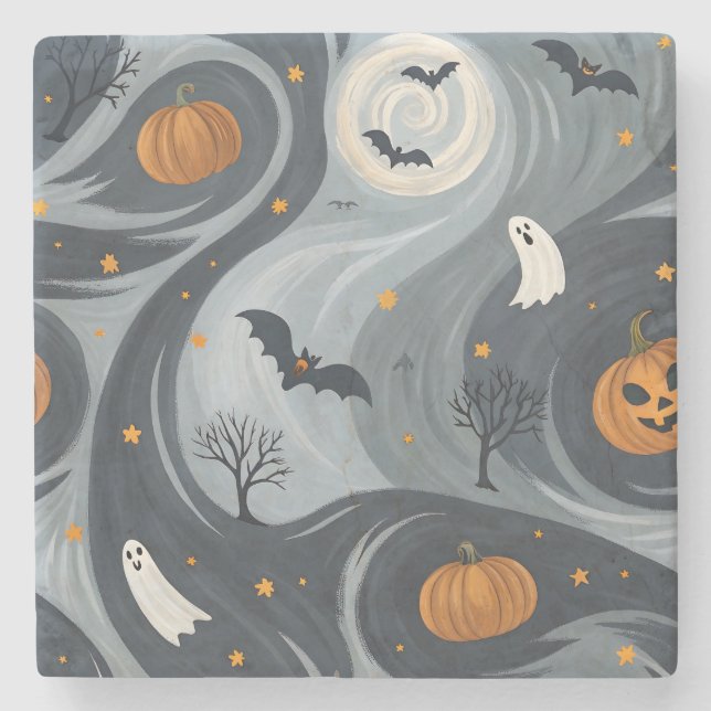 Posavasos De Piedra Noche de la Muerte de Halloween (Anverso)