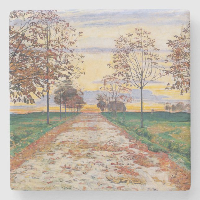 Posavasos De Piedra Noche de otoño (por Ferdinand Hodler) (Anverso)