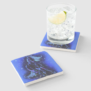 Posavasos De Piedra Noche estrellada de la luna azul de la piedra de l