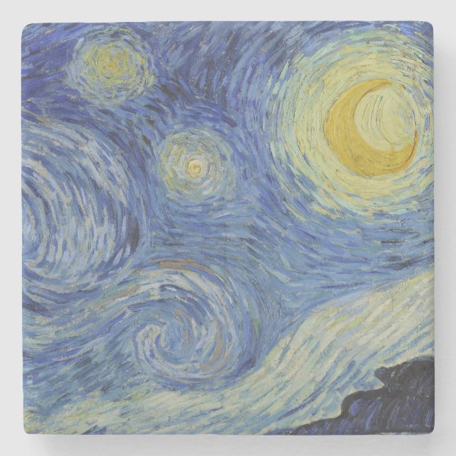 Posavasos De Piedra "Noche estrellada" por Van Gogh (Anverso)