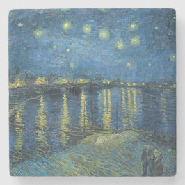 Posavasos De Piedra Noche estrellada sobre el río Ródano (por van Gogh