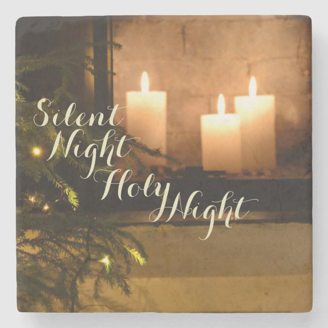 Posavasos De Piedra "Noche Santa Silenciosa" queridos Navidades Carol (Anverso)