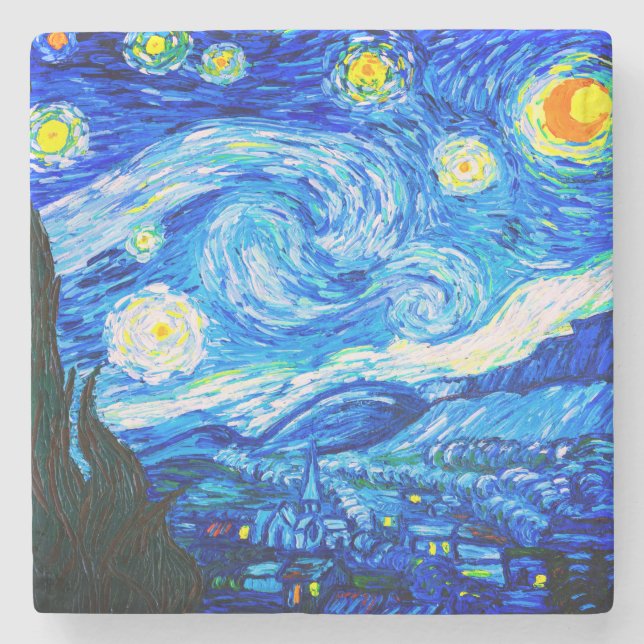 Posavasos De Piedra Noche Van Gogh Starry (Anverso)