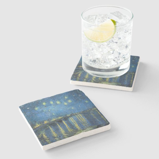 Posavasos De Piedra Noche Van Gogh Starry sobre el Ródano (Lateral)