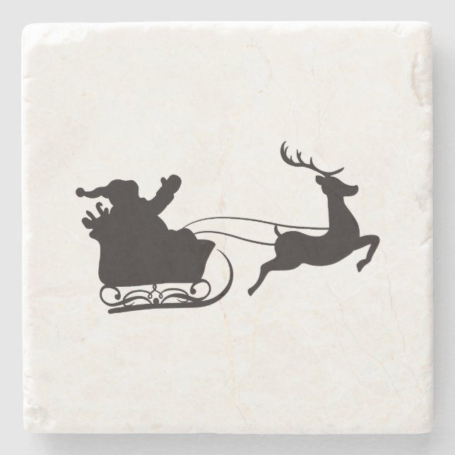 Posavasos De Piedra Nochebuena navideña moderna y reno (Anverso)