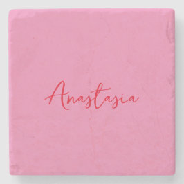 Posavasos De Piedra Nombre caligráfico profesional personalizado rosa