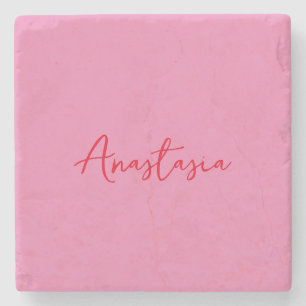 Posavasos De Piedra Nombre caligráfico profesional personalizado rosa