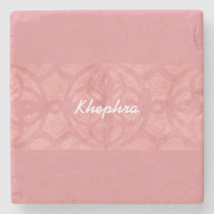 Posavasos De Piedra Nombre de Batik Rosado Ruddy Monogramado