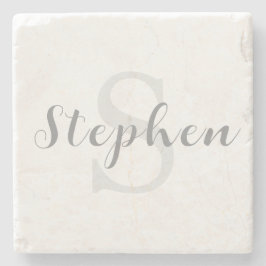 Posavasos De Piedra Nombre de bebida con monograma personalizado y scr