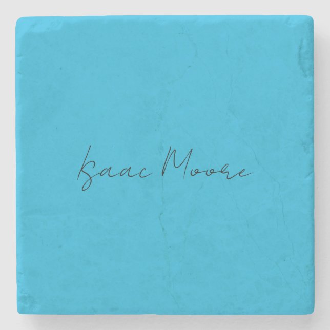 Posavasos De Piedra Nombre de caligrafía de guión azul elegante (Anverso)