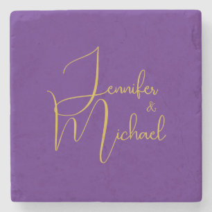 Posavasos De Piedra Nombre de caligrafía Minimalista moderna boda