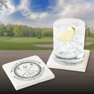Posavasos De Piedra Nombre de club de golf clásico personalizado