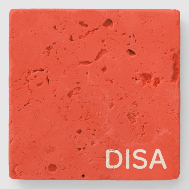 Posavasos De Piedra Nombre de color rojo de Disa (Anverso)