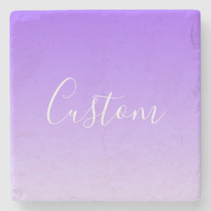 Posavasos De Piedra Nombre de escritura cursiva y ombre morado claro e