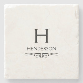 Posavasos De Piedra Nombre de familia de monograma moderno