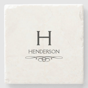 Posavasos De Piedra Nombre de familia de monograma moderno