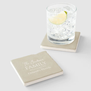 Posavasos De Piedra Nombre de familia de Personalizable simple neutro 