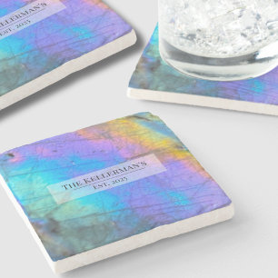 Posavasos De Piedra Nombre de familia moderno personalizado y colorido