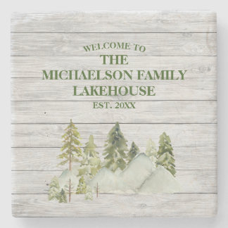 Posavasos De Piedra Nombre de familia rusa Monograma Lake House