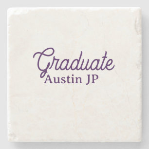 Posavasos De Piedra nombre de graduación morado simple minimalista ele