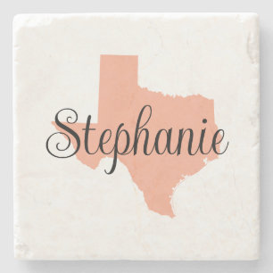 Posavasos De Piedra Nombre de guión rizado Melocotón Texas